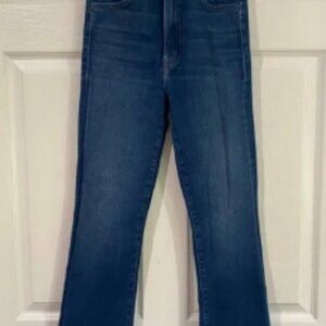 Mother The Hustler Ankle Fray Jeans In Home Movies Dark Wash High Rise Size 24